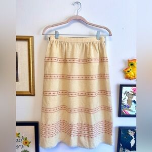 Vintage 60s/70s Madawaska Weavers Handwoven Wool Skirt – Cream & Pink Stripes